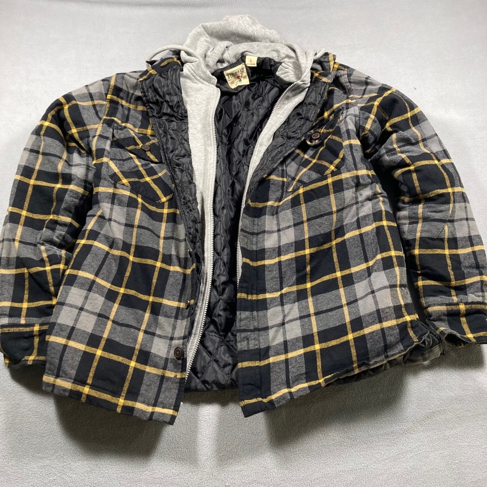 Redhead Jacket Mens Large Hooded Quilted Flannel Plaid